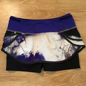 lululemon athletica Purple Black White Printed Skirted Shorts